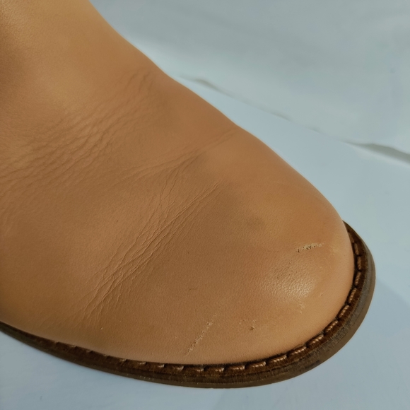 Toms Tassel Back Zip Soft Leather Stacked Heel Ankle Boot Tan Women's Size 10 - Picture 4 of 16